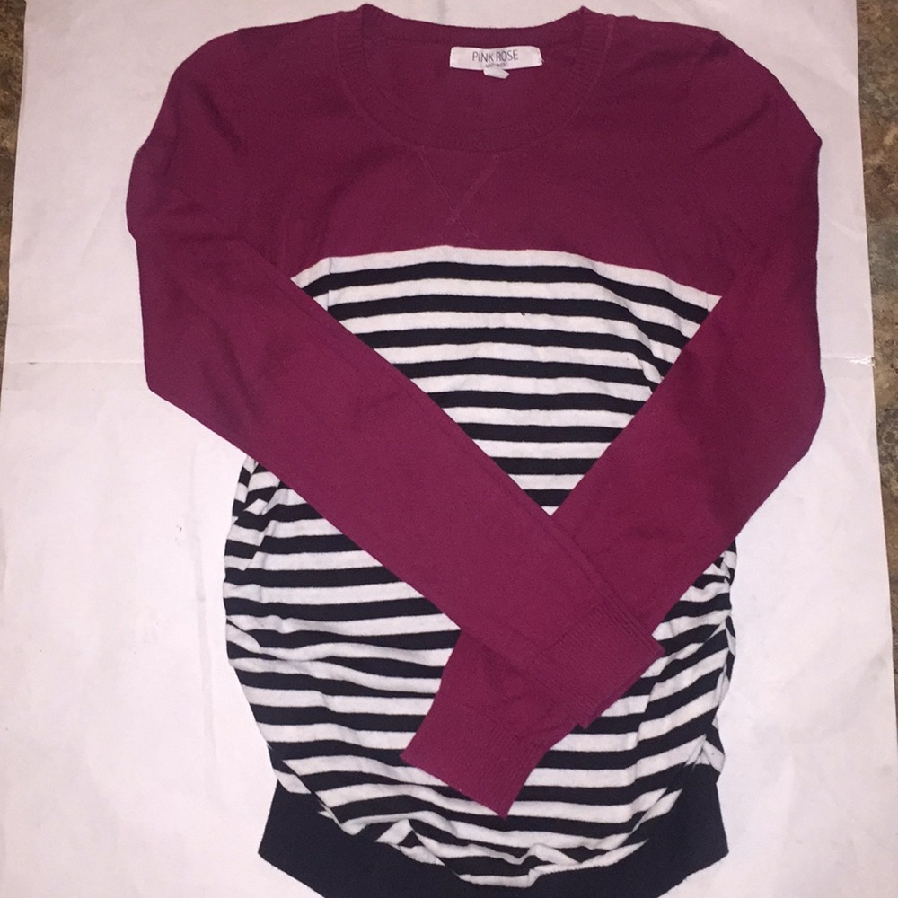 Pink Rose Maternity Striped Sweater